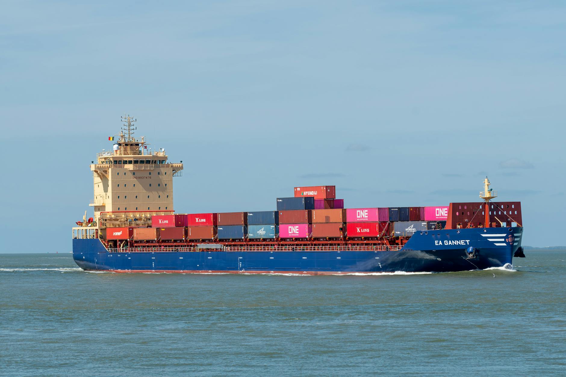 freighter loaded with containers in the ocean